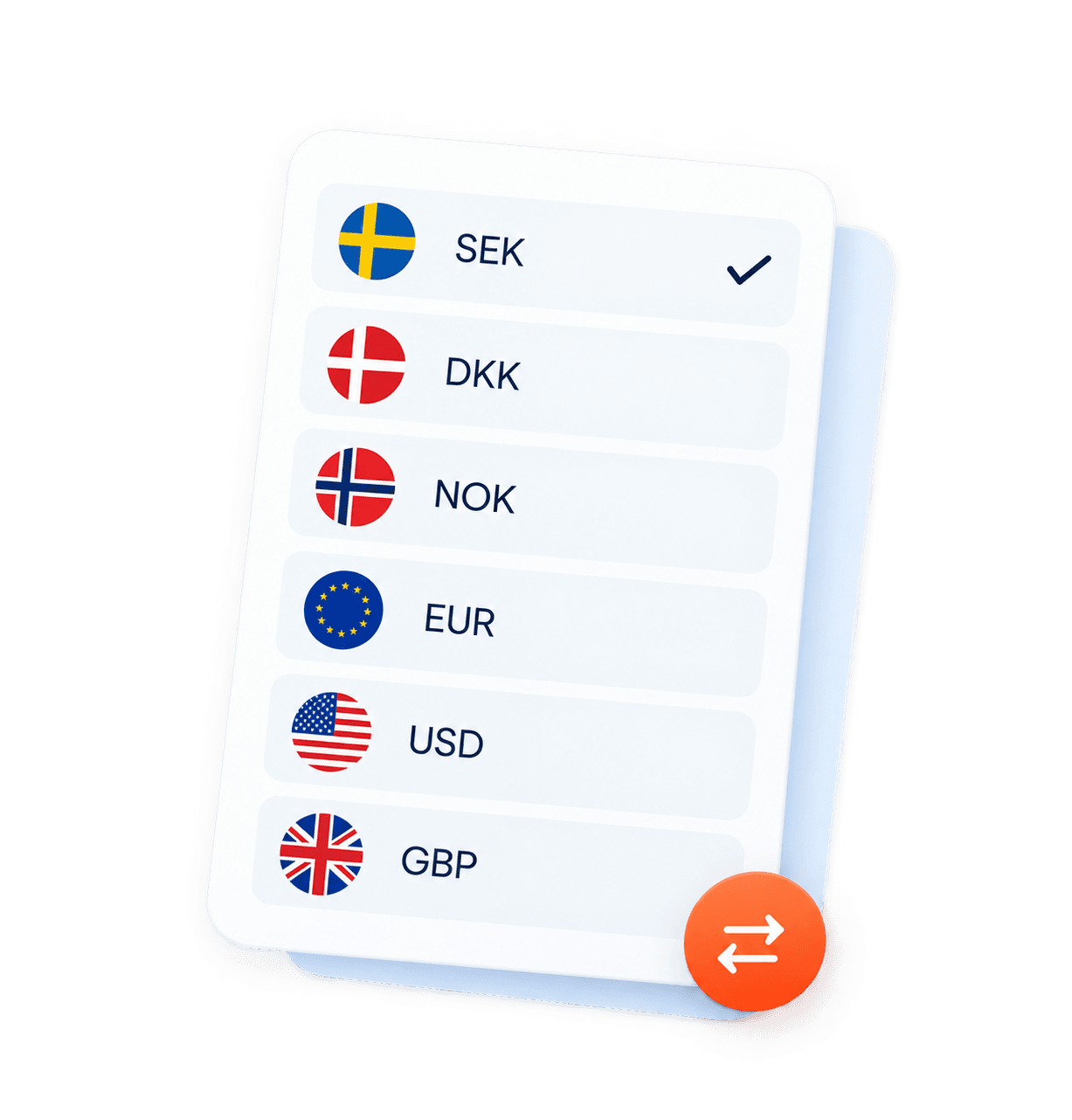Valutaväljare i WorkNode